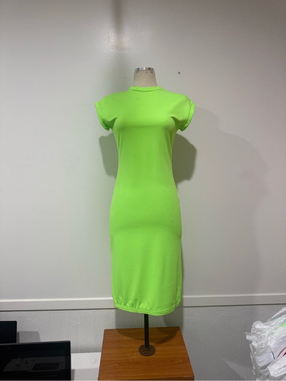 Neon Green Short Sleeve Bodycon Dress